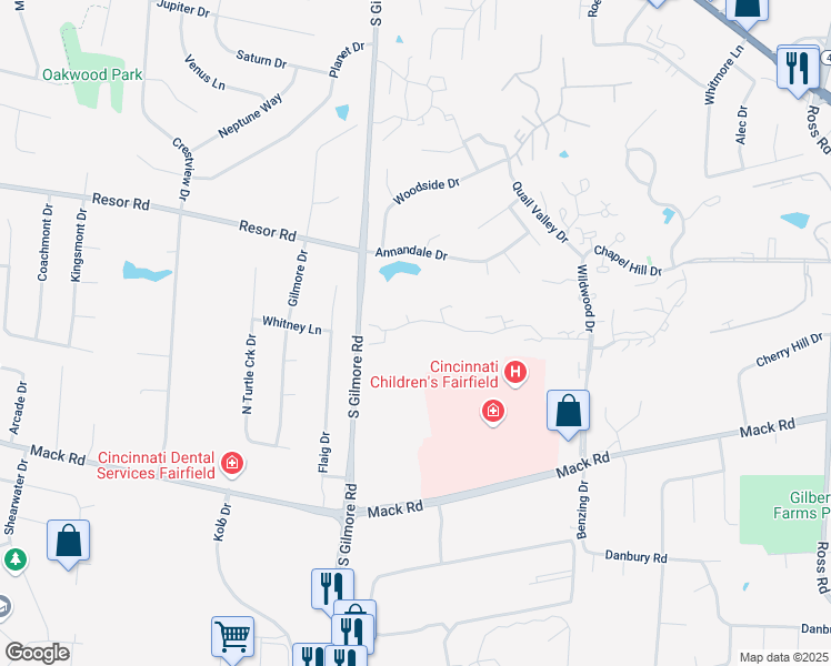 map of restaurants, bars, coffee shops, grocery stores, and more near 118 Twin Lakes Drive in Fairfield