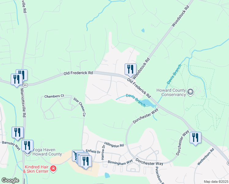 map of restaurants, bars, coffee shops, grocery stores, and more near 10724 Red Dahlia Drive in Ellicott City