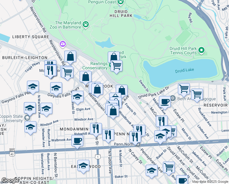 map of restaurants, bars, coffee shops, grocery stores, and more near 2312 Edgemont Avenue in Baltimore