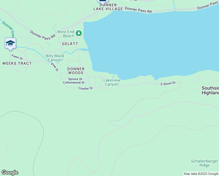 map of restaurants, bars, coffee shops, grocery stores, and more near 15382 South Shore Drive in Truckee