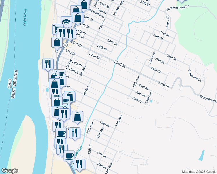 map of restaurants, bars, coffee shops, grocery stores, and more near 921 19th Street in Vienna