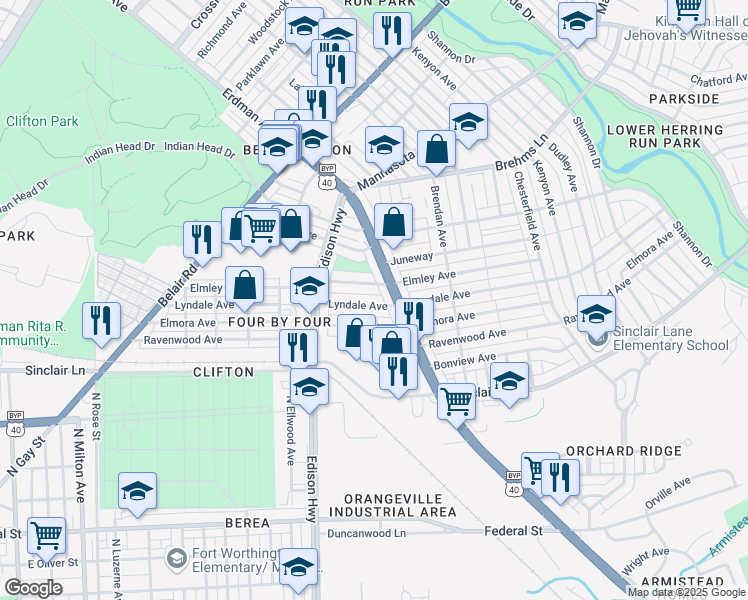 map of restaurants, bars, coffee shops, grocery stores, and more near 3548 Lyndale Avenue in Baltimore