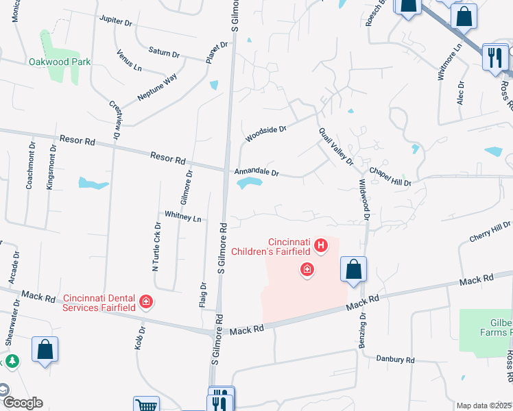 map of restaurants, bars, coffee shops, grocery stores, and more near 118 Twin Lakes Drive in Fairfield