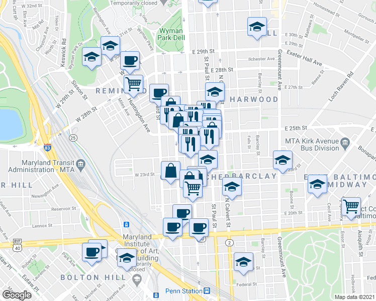 map of restaurants, bars, coffee shops, grocery stores, and more near 101 Independence Avenue Southeast in Washington