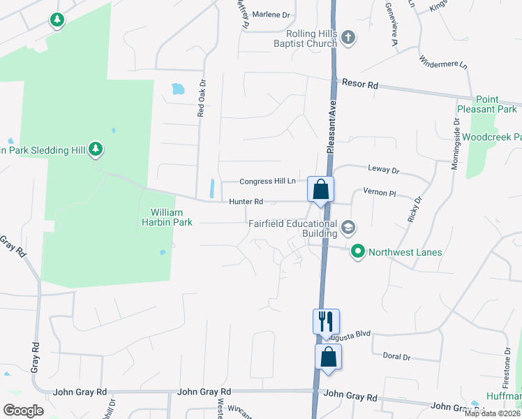 map of restaurants, bars, coffee shops, grocery stores, and more near 1602 Becker Drive in Fairfield