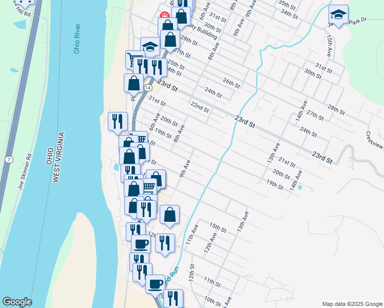 map of restaurants, bars, coffee shops, grocery stores, and more near 1850 9th Avenue in Vienna