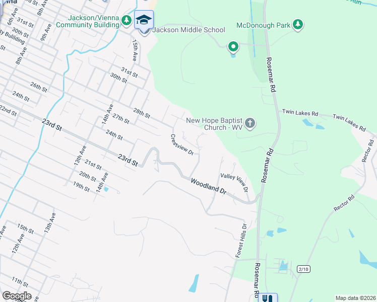 map of restaurants, bars, coffee shops, grocery stores, and more near 6 Crestview Drive in Vienna