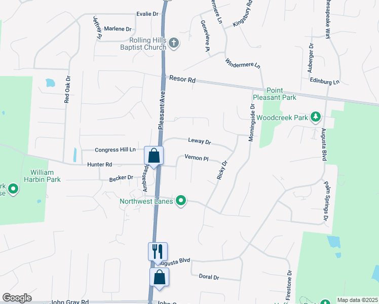 map of restaurants, bars, coffee shops, grocery stores, and more near 1782 Vernon Place in Fairfield