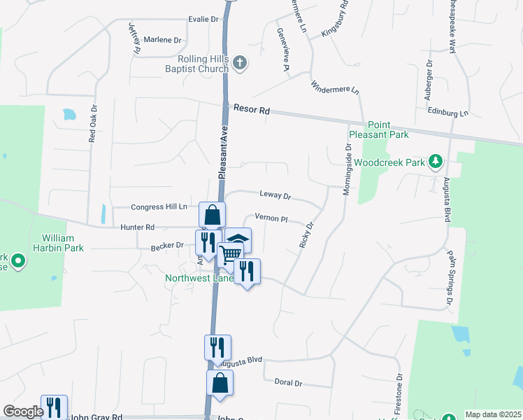 map of restaurants, bars, coffee shops, grocery stores, and more near 1782 Vernon Place in Fairfield