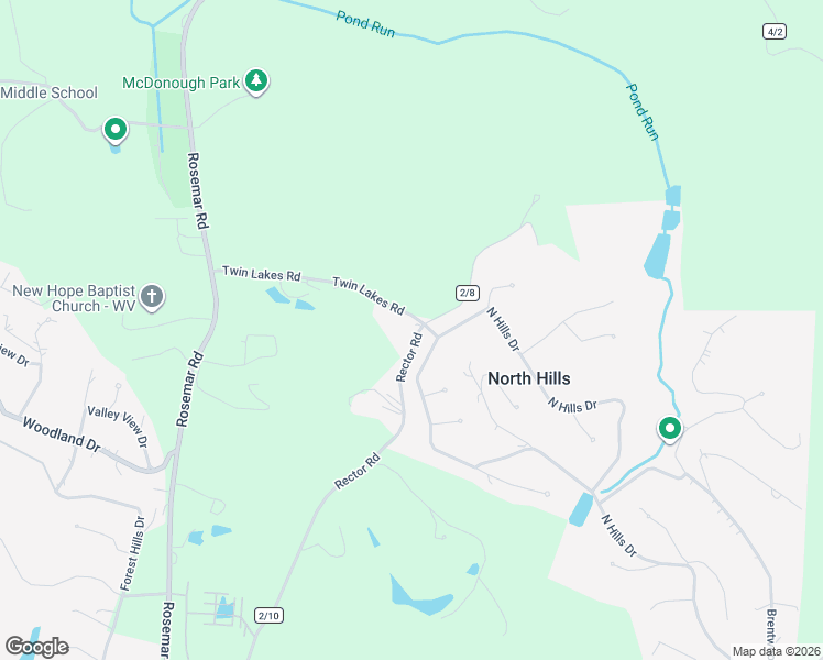 map of restaurants, bars, coffee shops, grocery stores, and more near 8 Rector Rd in Parkersburg
