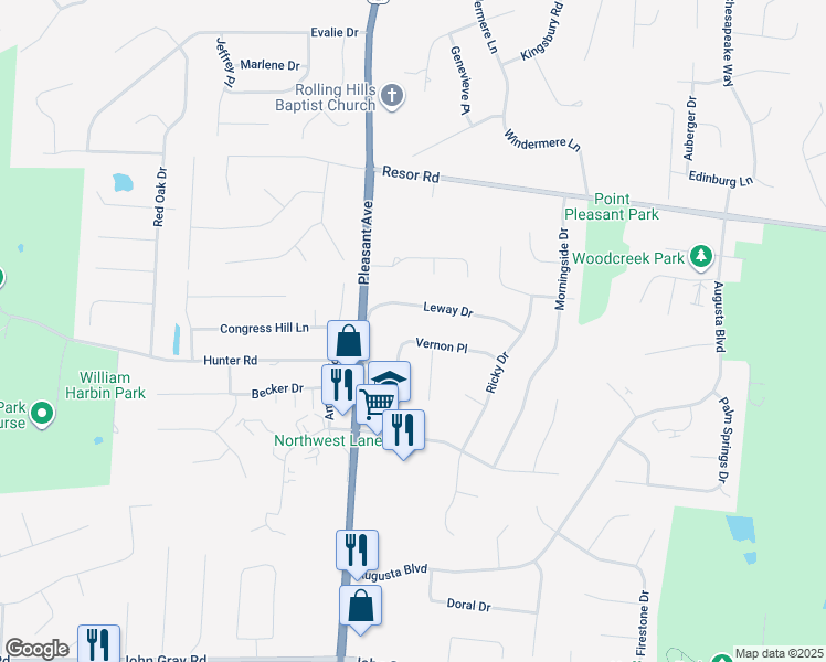 map of restaurants, bars, coffee shops, grocery stores, and more near 1782 Vernon Pl in Fairfield