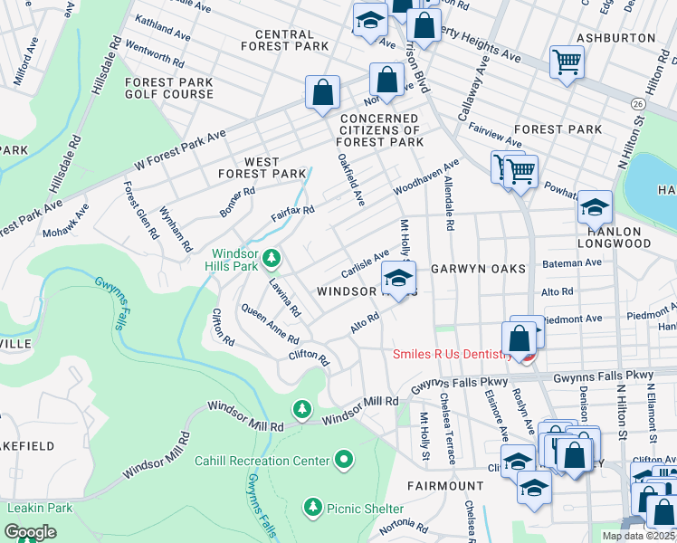 map of restaurants, bars, coffee shops, grocery stores, and more near 4006 Carlisle Avenue in Baltimore