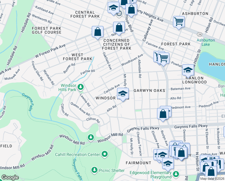 map of restaurants, bars, coffee shops, grocery stores, and more near 3921 Carlisle Avenue in Baltimore