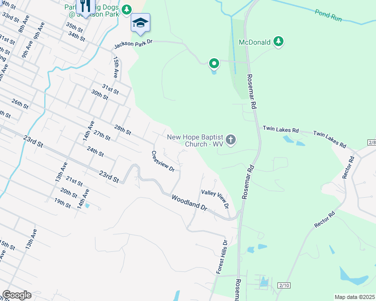 map of restaurants, bars, coffee shops, grocery stores, and more near 24 Ashwood Drive in Vienna