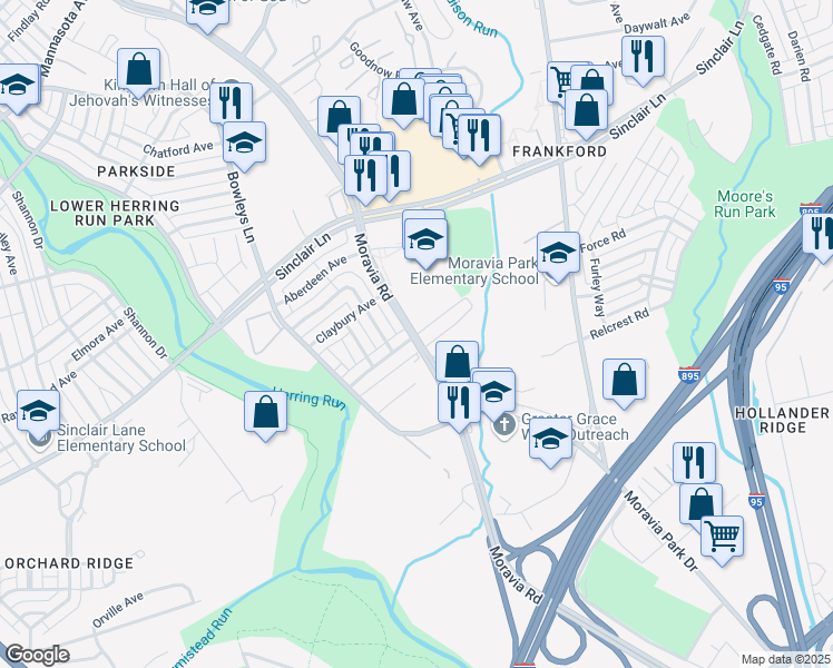map of restaurants, bars, coffee shops, grocery stores, and more near 5000 Truesdale Avenue in Baltimore