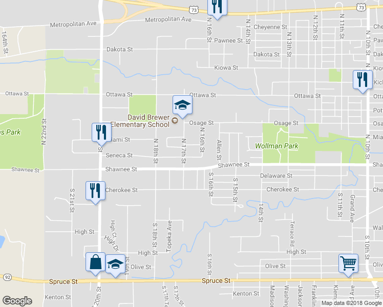 map of restaurants, bars, coffee shops, grocery stores, and more near 1618 Terry Street in Leavenworth