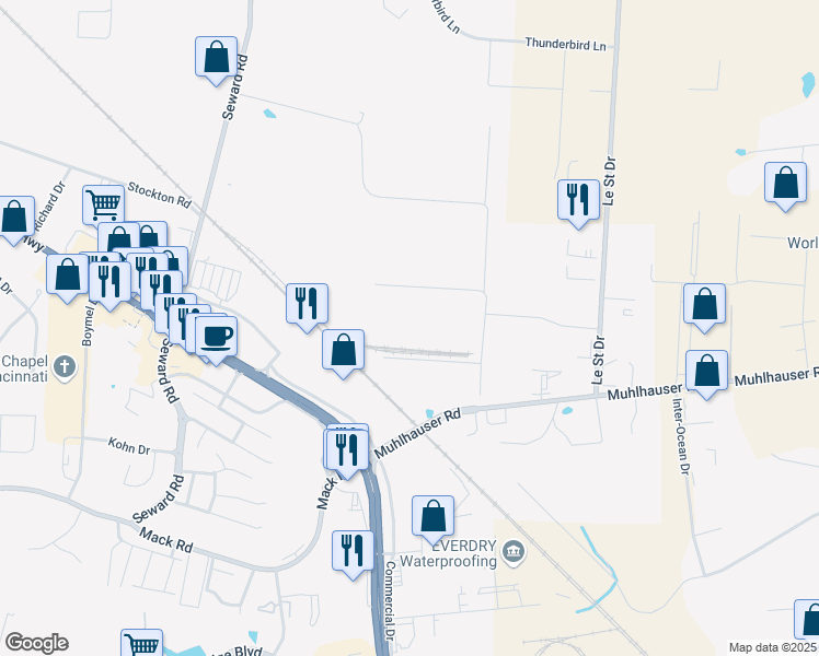 map of restaurants, bars, coffee shops, grocery stores, and more near 375 Distribution Circle in Fairfield