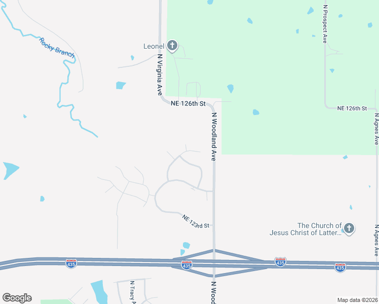 map of restaurants, bars, coffee shops, grocery stores, and more near 1624 Northeast 124th Terrace in Kansas City