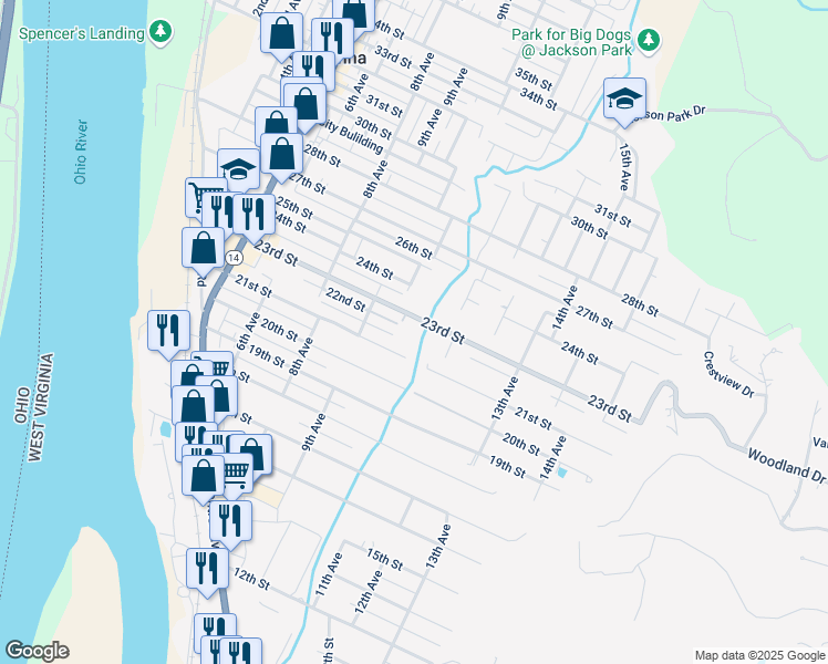 map of restaurants, bars, coffee shops, grocery stores, and more near 913 23rd Street in Vienna