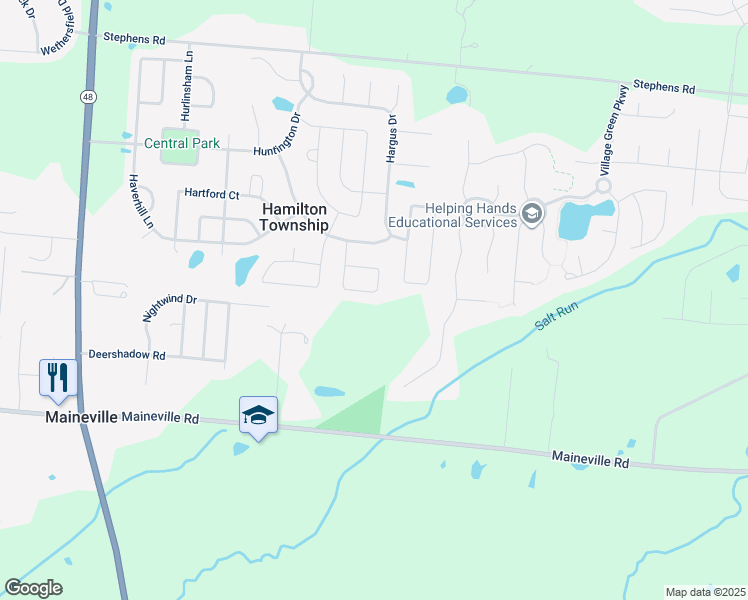 map of restaurants, bars, coffee shops, grocery stores, and more near 600 Hafton Court in Maineville