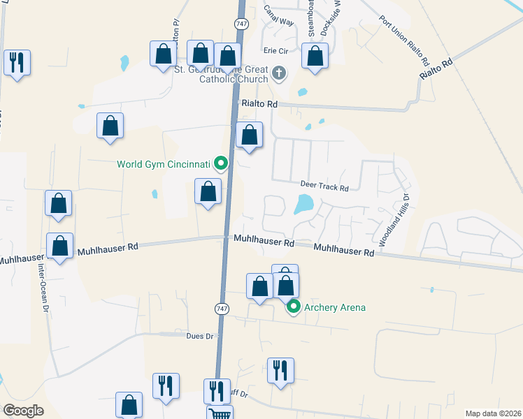 map of restaurants, bars, coffee shops, grocery stores, and more near 9508 Colegate Way in Hamilton