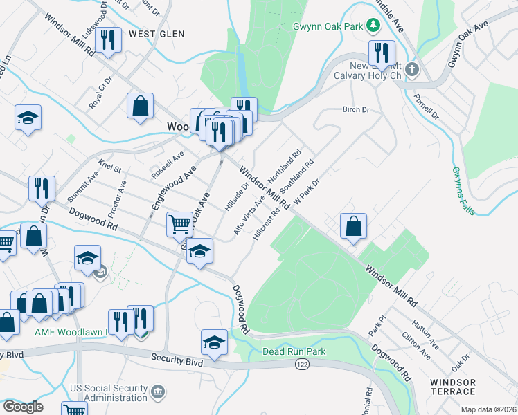 map of restaurants, bars, coffee shops, grocery stores, and more near 2005 Alto Vista Avenue in Baltimore