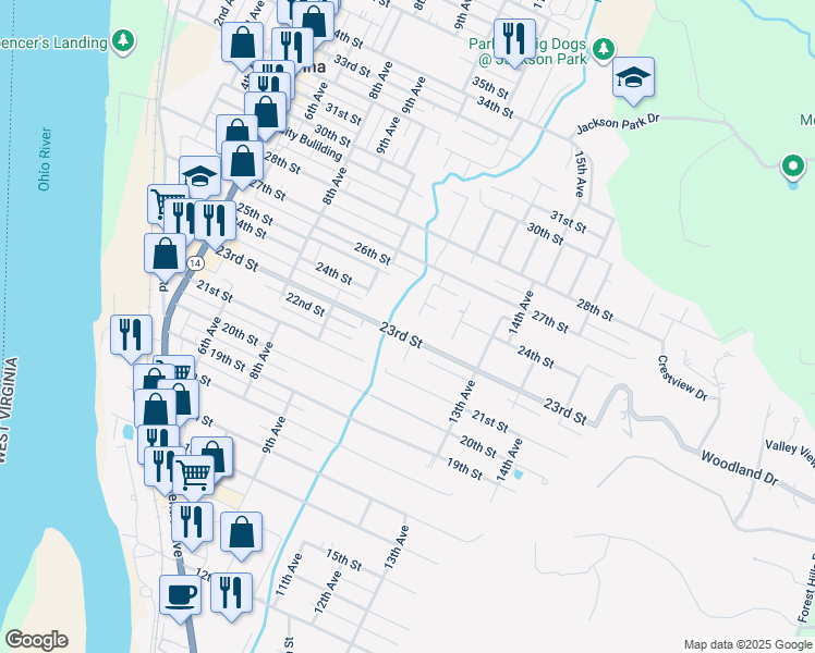 map of restaurants, bars, coffee shops, grocery stores, and more near 1007 23rd Street in Vienna