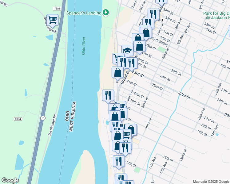 map of restaurants, bars, coffee shops, grocery stores, and more near 1907-1999 Grand Central Ave in Vienna