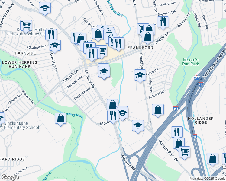 map of restaurants, bars, coffee shops, grocery stores, and more near 5049 Truesdale Avenue in Baltimore