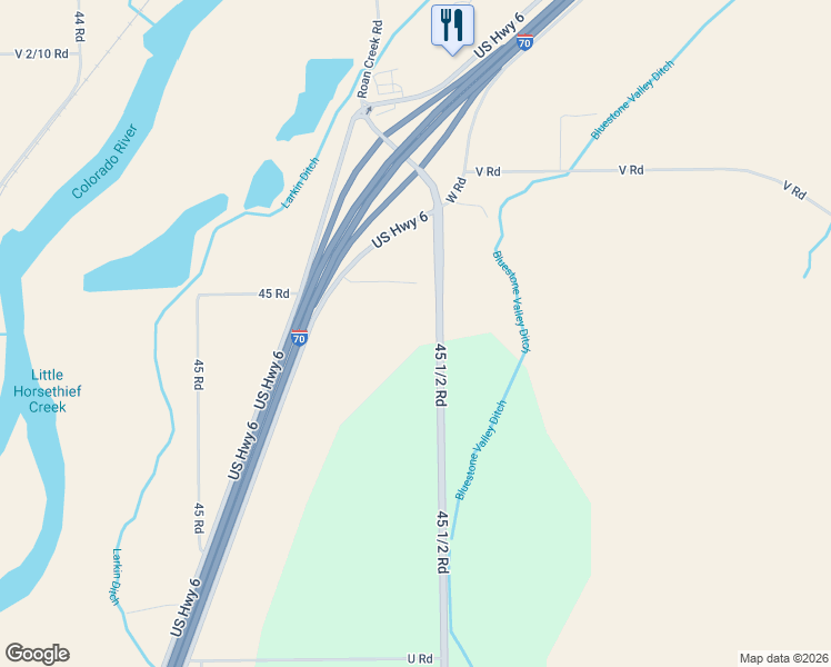 map of restaurants, bars, coffee shops, grocery stores, and more near 2169 45 1/2 Road in De Beque