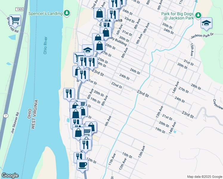 map of restaurants, bars, coffee shops, grocery stores, and more near 800 22nd Street in Vienna