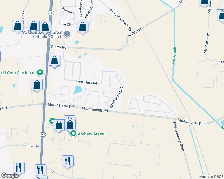 map of restaurants, bars, coffee shops, grocery stores, and more near 5053 Tri County View Drive in Butler County