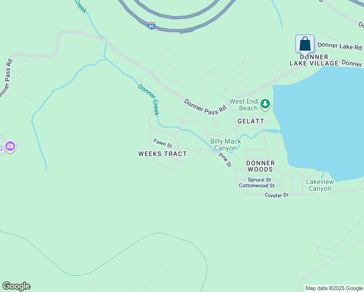 map of restaurants, bars, coffee shops, grocery stores, and more near 16426 Fawn Street in Truckee