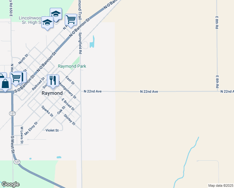 map of restaurants, bars, coffee shops, grocery stores, and more near 7102 North 22nd Avenue in Raymond