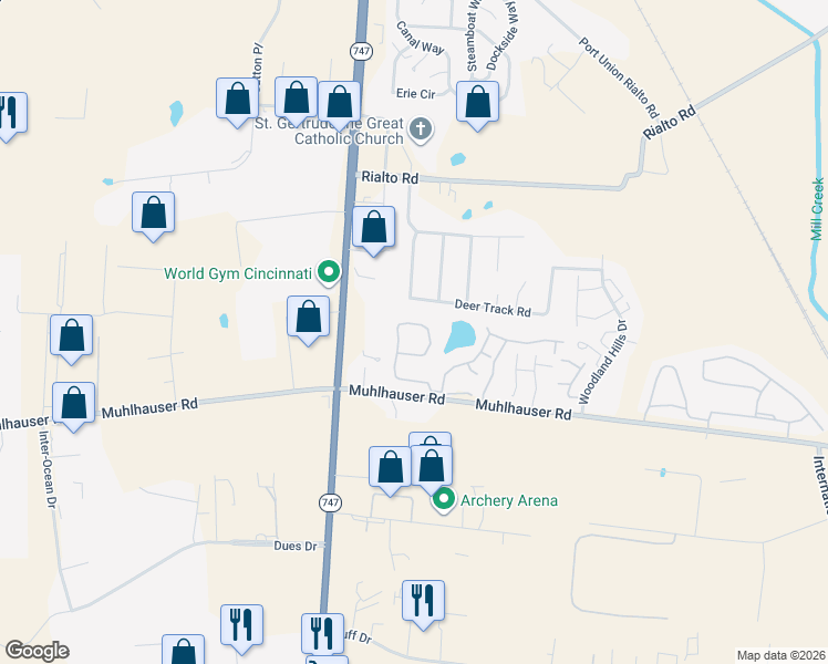 map of restaurants, bars, coffee shops, grocery stores, and more near 9508 Colegate Way in Hamilton