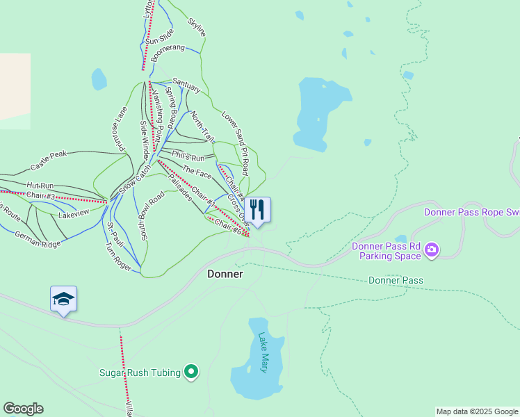 map of restaurants, bars, coffee shops, grocery stores, and more near 10203 Lake Angela Road in Norden