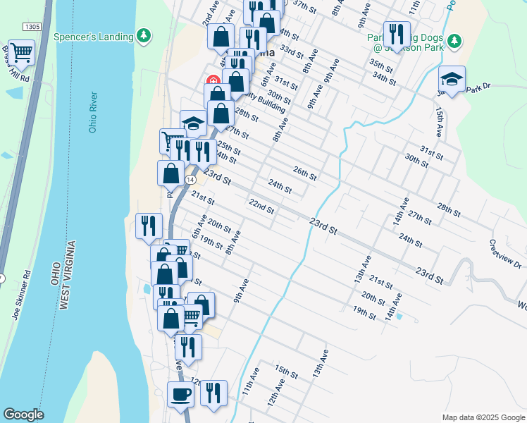 map of restaurants, bars, coffee shops, grocery stores, and more near 813 22nd St in Vienna