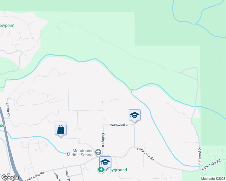 map of restaurants, bars, coffee shops, grocery stores, and more near 11115 Gurley Ln in Mendocino