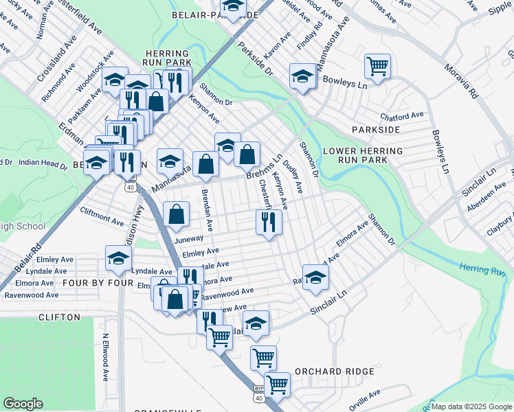 map of restaurants, bars, coffee shops, grocery stores, and more near 3534 Cliftmont Avenue in Baltimore