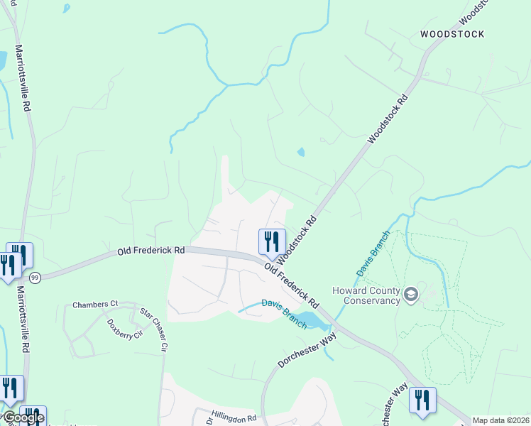 map of restaurants, bars, coffee shops, grocery stores, and more near 1884 Woodstock Road in Woodstock