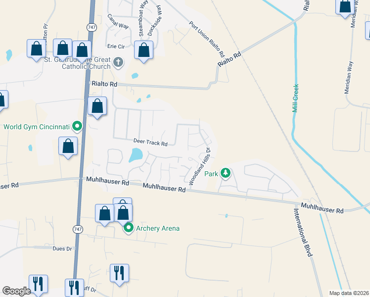 map of restaurants, bars, coffee shops, grocery stores, and more near 5053 Tri County View Drive in Butler County