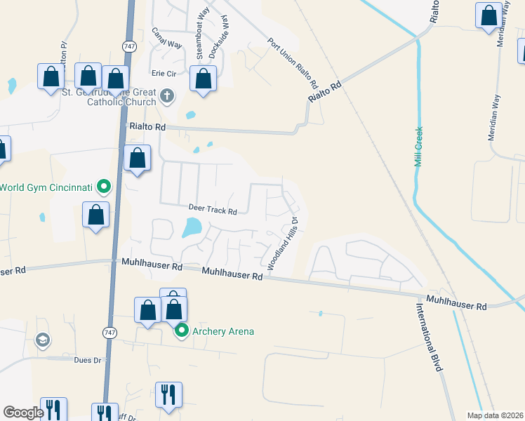 map of restaurants, bars, coffee shops, grocery stores, and more near 9493 Canyon Pass Drive in Hamilton