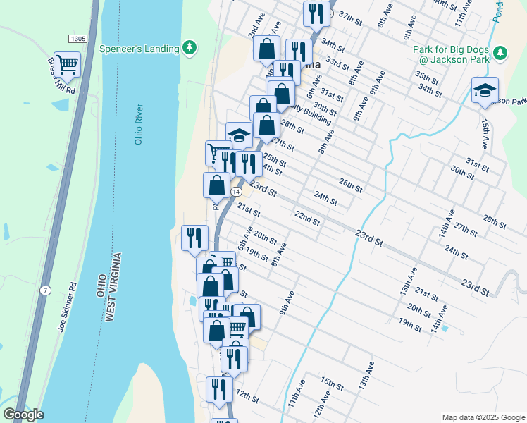 map of restaurants, bars, coffee shops, grocery stores, and more near 610 21st Street in Vienna