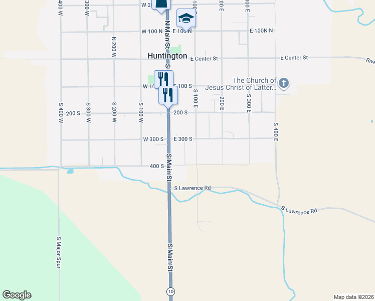 map of restaurants, bars, coffee shops, grocery stores, and more near 339 South 60 East in Huntington
