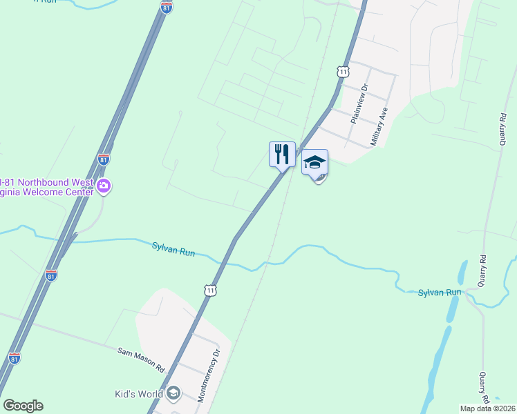 map of restaurants, bars, coffee shops, grocery stores, and more near 10782 Winchester Avenue in Bunker Hill
