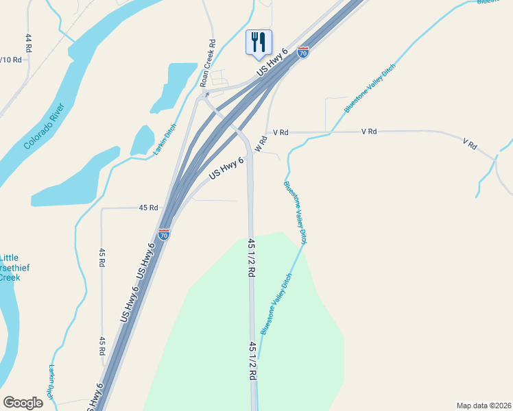 map of restaurants, bars, coffee shops, grocery stores, and more near 2181-2183 45 1/2 Road in De Beque