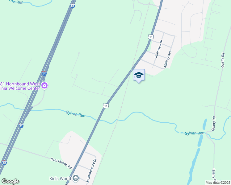 map of restaurants, bars, coffee shops, grocery stores, and more near U.S. 11 in Bunker Hill