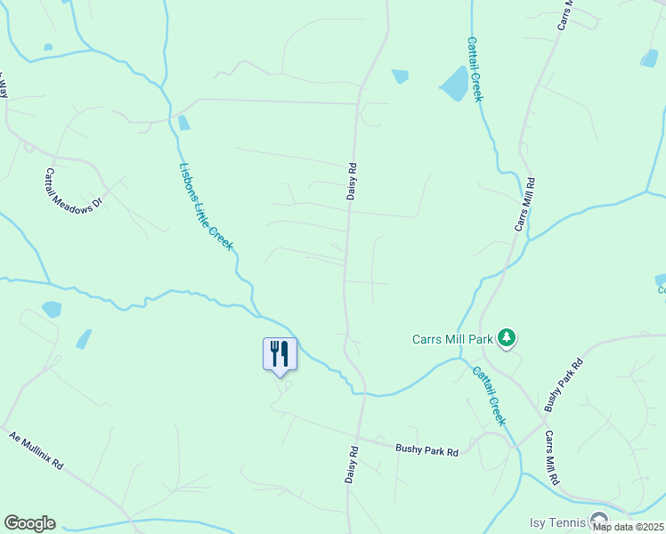 map of restaurants, bars, coffee shops, grocery stores, and more near 1850 Daisy Road in Woodbine