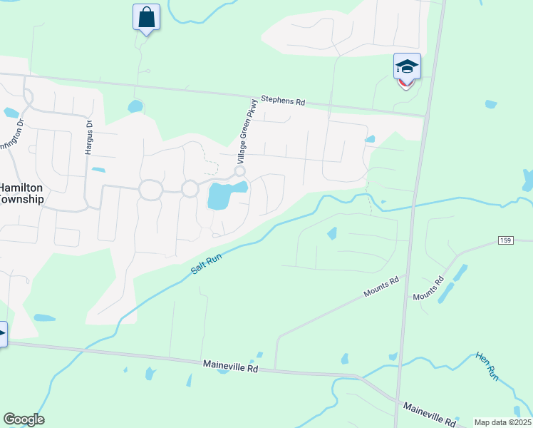 map of restaurants, bars, coffee shops, grocery stores, and more near 7727 Squirrel Run in Maineville
