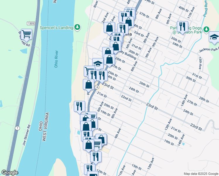 map of restaurants, bars, coffee shops, grocery stores, and more near 518 23rd Street in Vienna